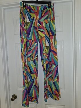 Trina Turk Vibrant Multicolor Abstract Print Wide Leg Palazzo Pants